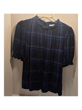 women amazon essentials plad blouse size small